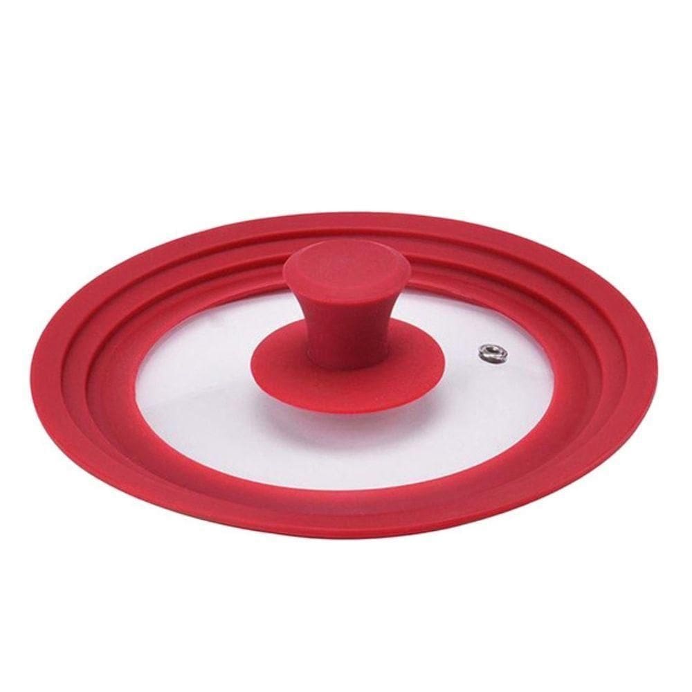 Tampa De Vidro Panela Frigideira Silicone 16-18-20cm Verm P