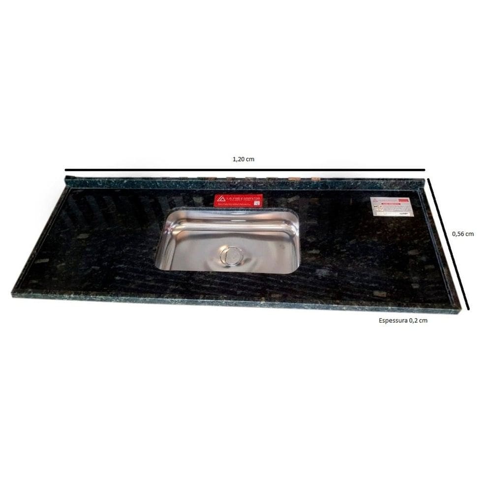Pia de Cozinha Granito 120cm Standard Cuba Simples L.A. Pias e Granitos Verde Ubatuba