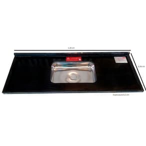 Pia de Cozinha Granito  120 cm São Gabriel Standard Cuba Simples L.A. Pias e Granitos Preto São Gabriel