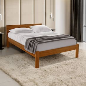 Cama Turca com Cabeceira Casal Madeira Maciça Castanho