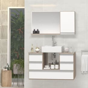 Conjunto Gabinete Polo 80cm Madeirado Branco