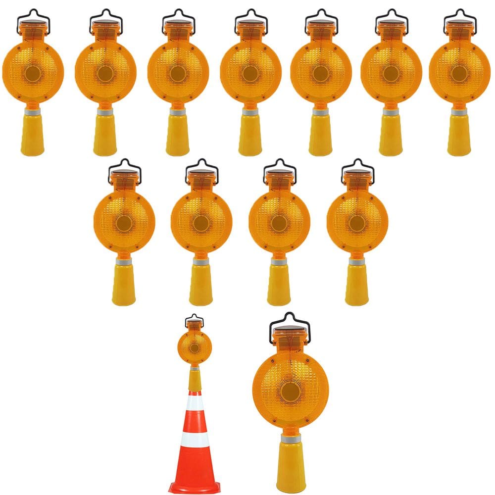 Sinalizador Viario Solar Kit 12 Uni Cone Sinalizaçao Rua Estrada Rodovia Obra Segurança