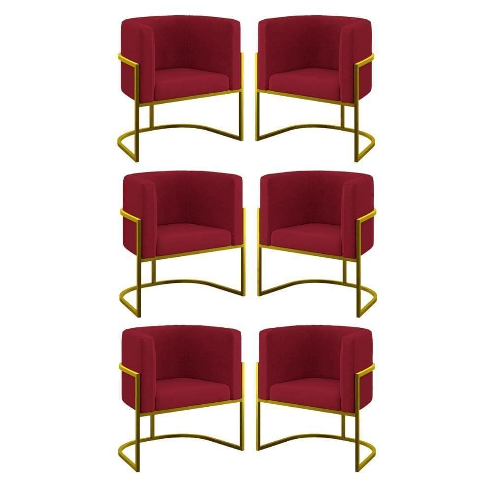 Kit 06 Cadeiras Poltrona Lua Gold Balaqui Marsala