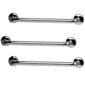 Barra de Apoio Inox 60cm Kit 3 unidades Idoso Deficiente Cadeirante Banheiro Acessibilidade Suporte Resistente Corrimao Escada Segurança