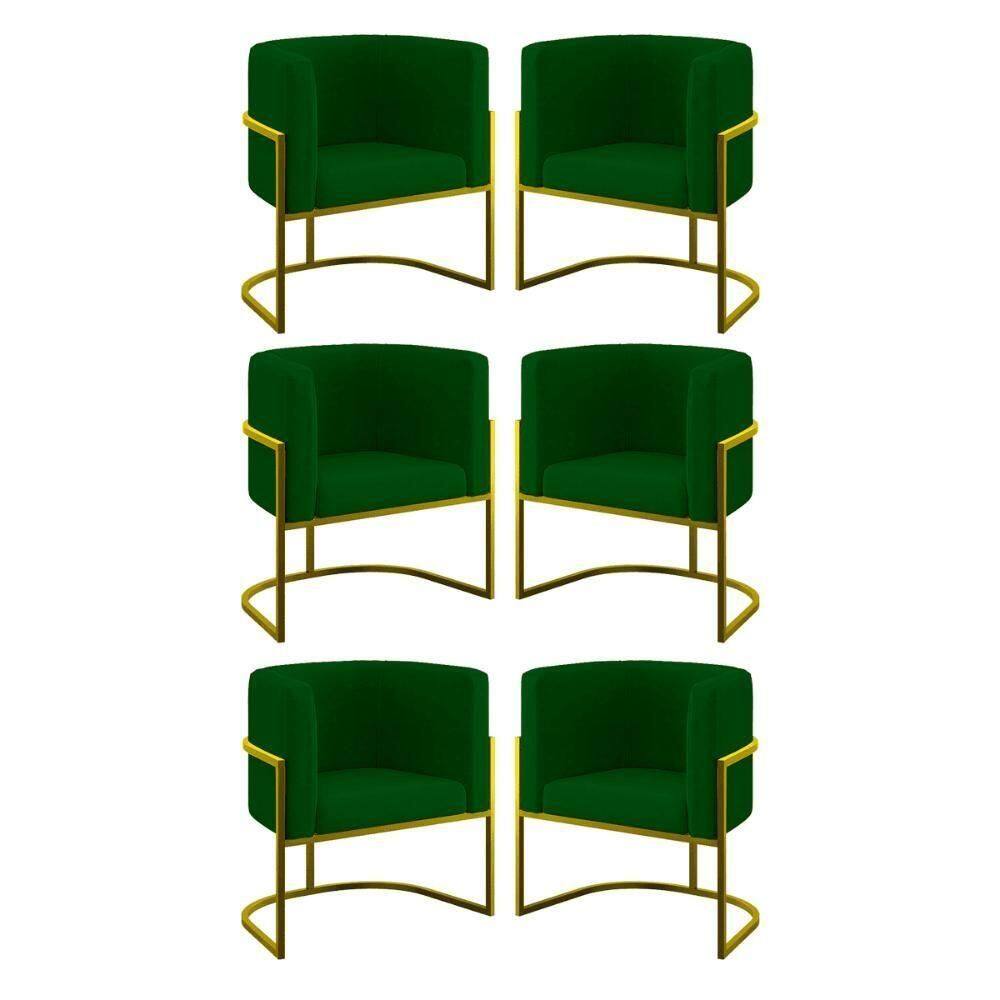 Kit 06 Cadeiras Poltrona Lua Gold Balaqui Verde