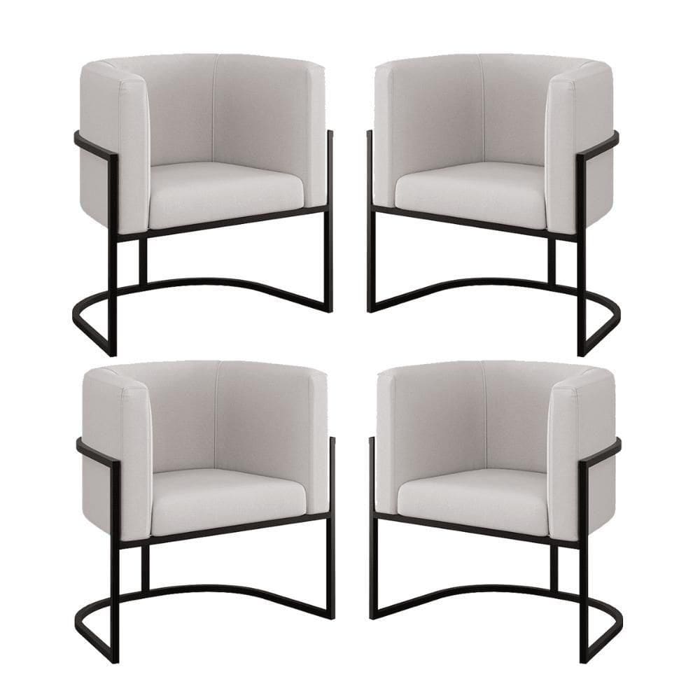 Kit 4 Cadeiras Poltrona Lua Veludo Preto Balaqui Bege