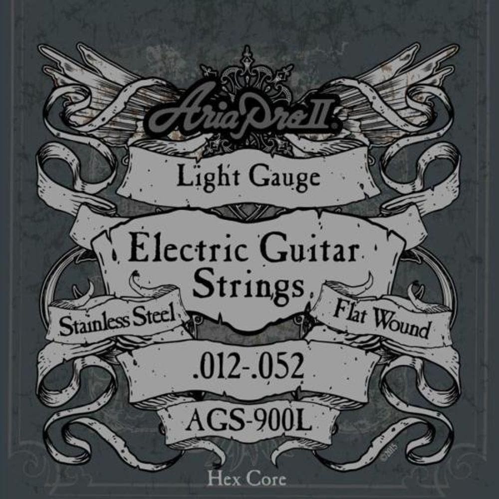 Encordoamento Para Guitarra Flat Wound .012 Ags900l Aria Pro Ii