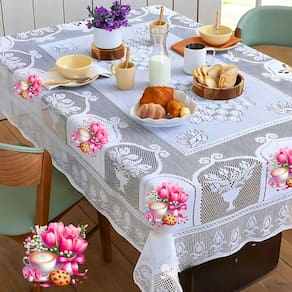 Toalha de Mesa Renda 4 Lugares Escolha Estampa !!