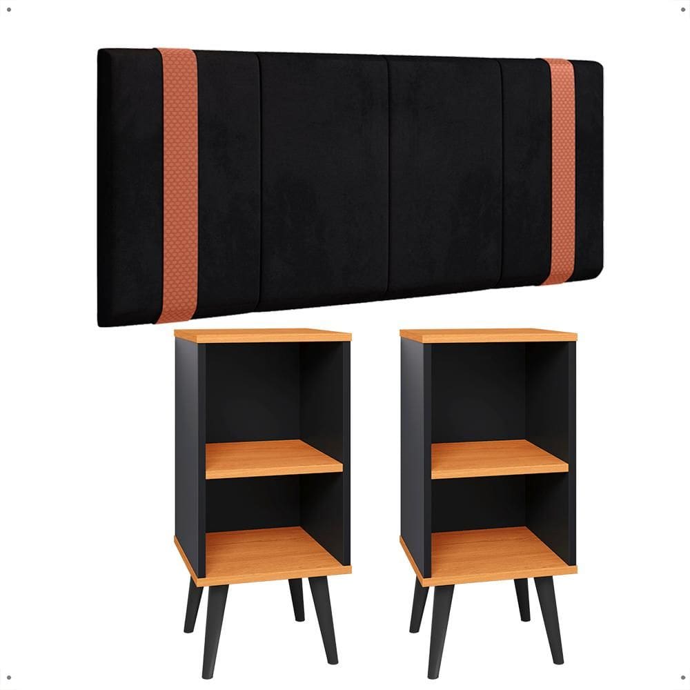 Kit 2 Mesas Cabeceira Nicho Prateleira Porta Objetos Cabeceira Suspensa Cama Box Casal 1,40 Detalhes Laterais - Lojas RPM