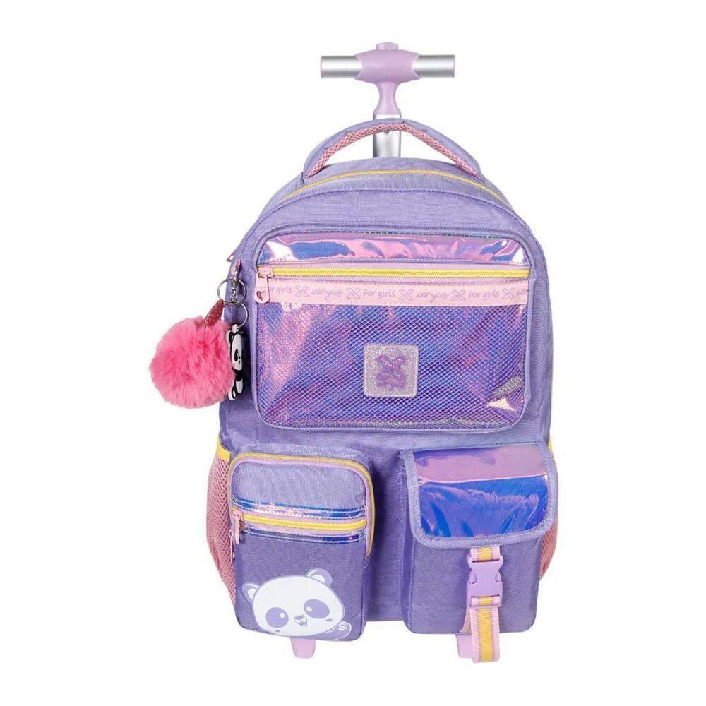 Mochila De Rodinhas T Utility Panda Lilás Juvenil Xeryus