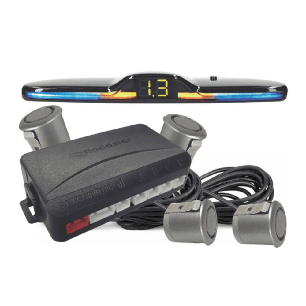 Sensor de Estacionamento Roadstar RS308BR com 4 Sensores e Display Indicador de Distancia Prata