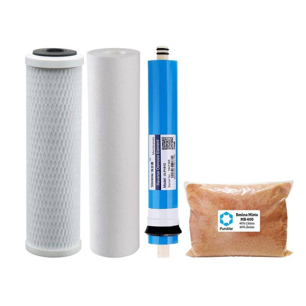 Kit Refil Deionizador Osmose Membrana 75Gpd Resina Mb400