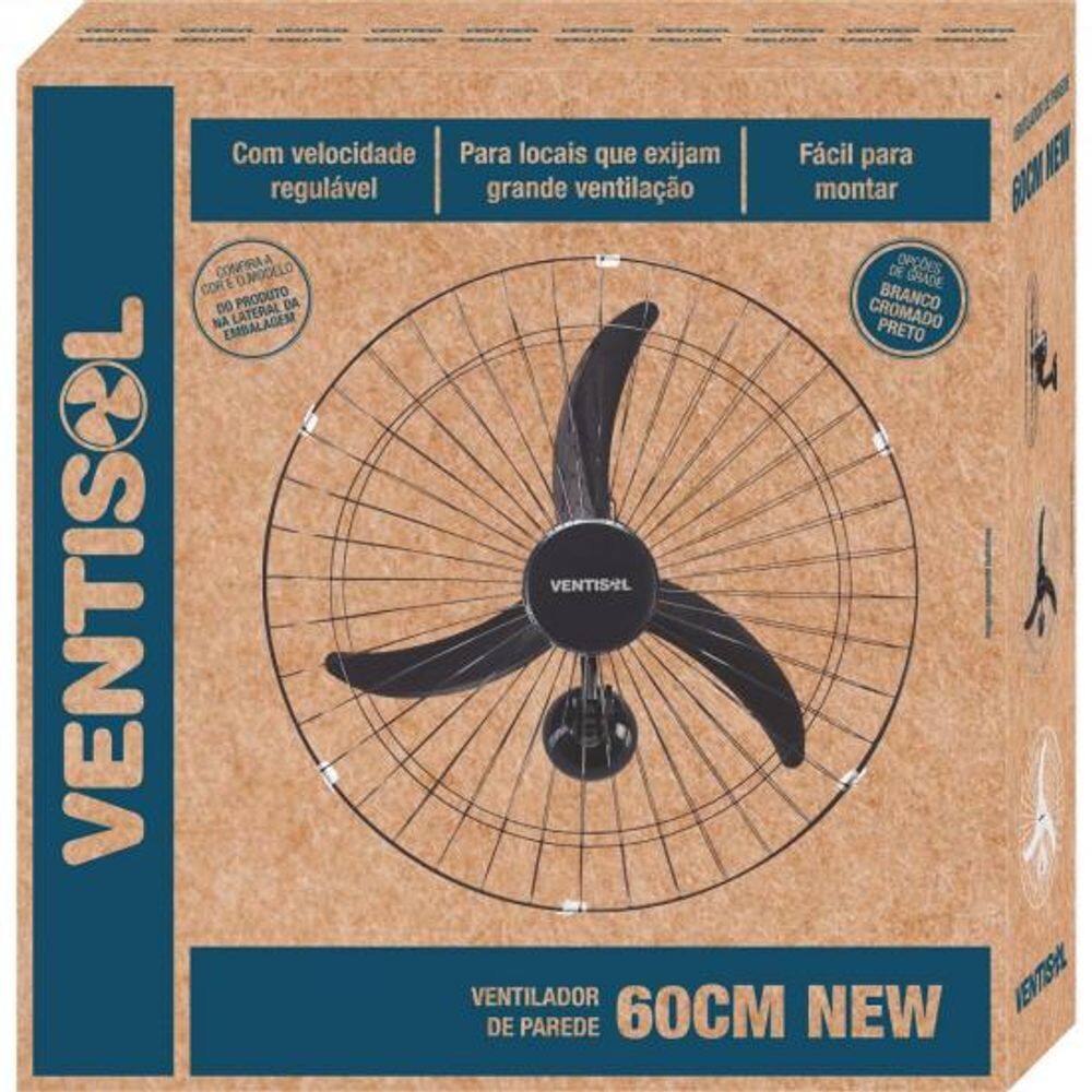 Ventilador De Parede Ventisol Premium 60cm Preto 220V
