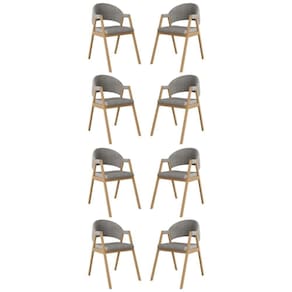 Kit 08 Cadeiras Suellen Decorativa Para Mesa Jantar Linho Grafite