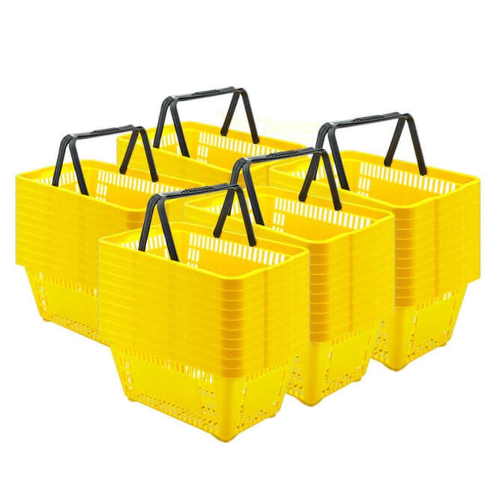 Kit 50 Cestas De Compras Plástica 16L Amarelo