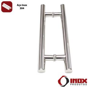 Puxador Inox Duplo H em Tubo Redondo - Modelo 08 - Inox 304 - 30x20x2,5 cm