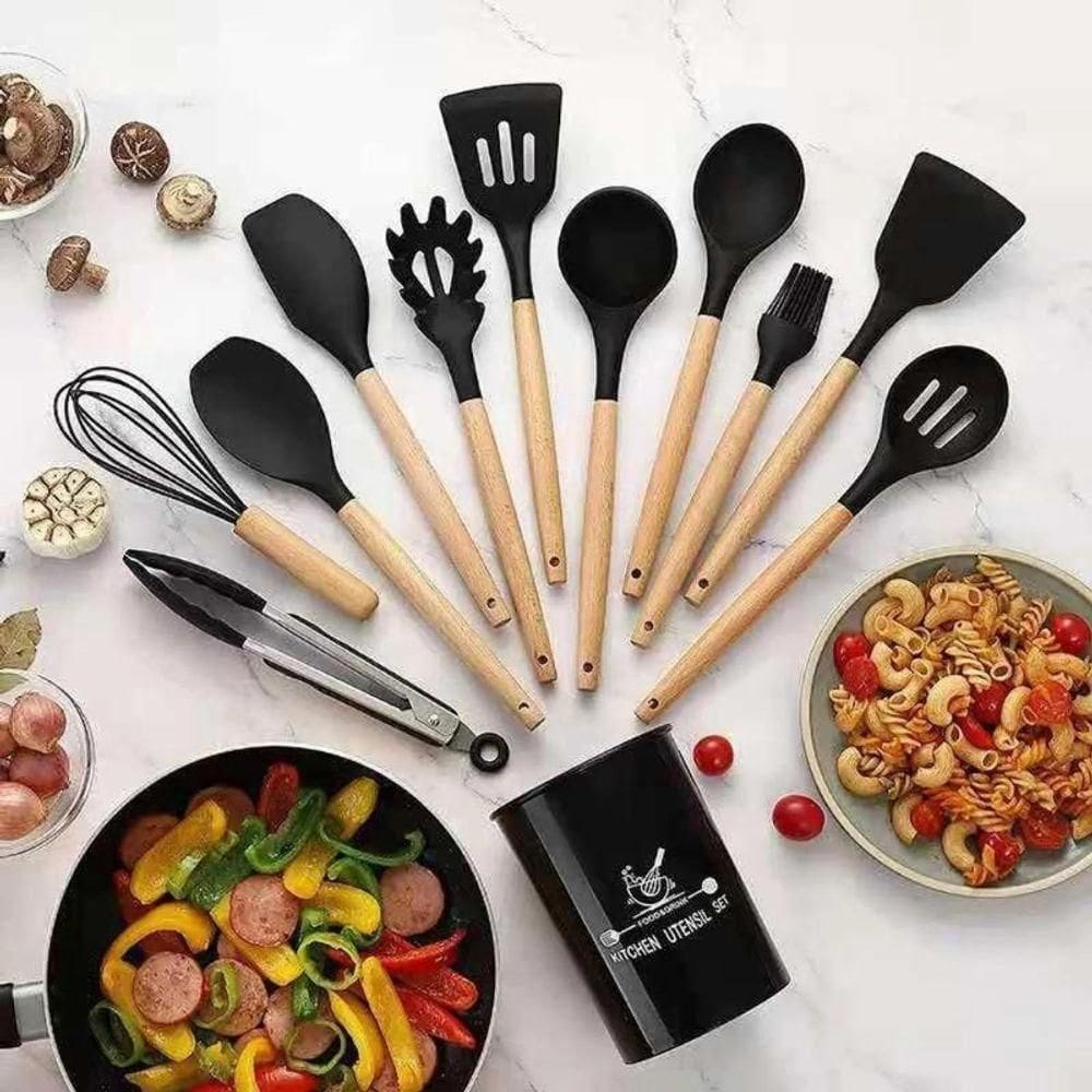 Conjunto Utensílios  12 Peças Cozinha Silicone