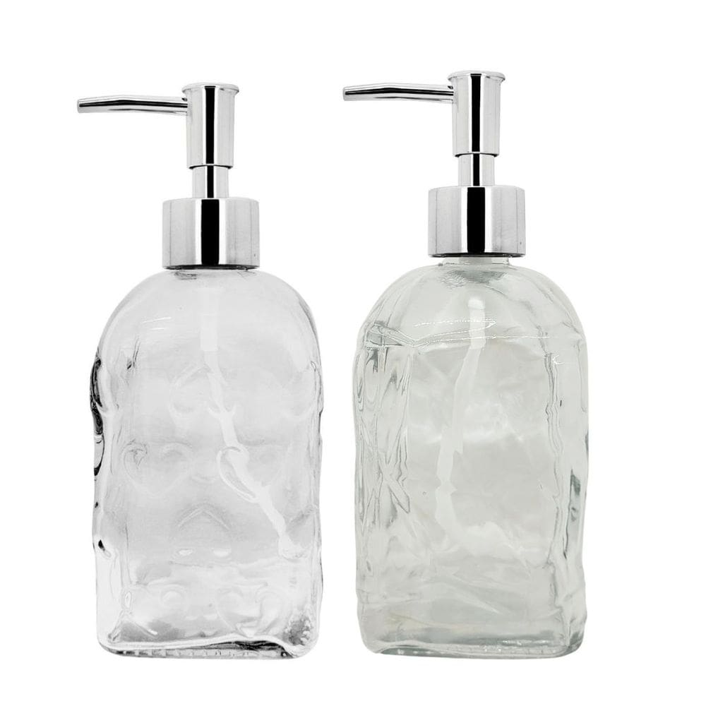 Jogo Banheiro Porta Sabonete Líquido Vidro Clear 500ml 2 Unidades - Tuut