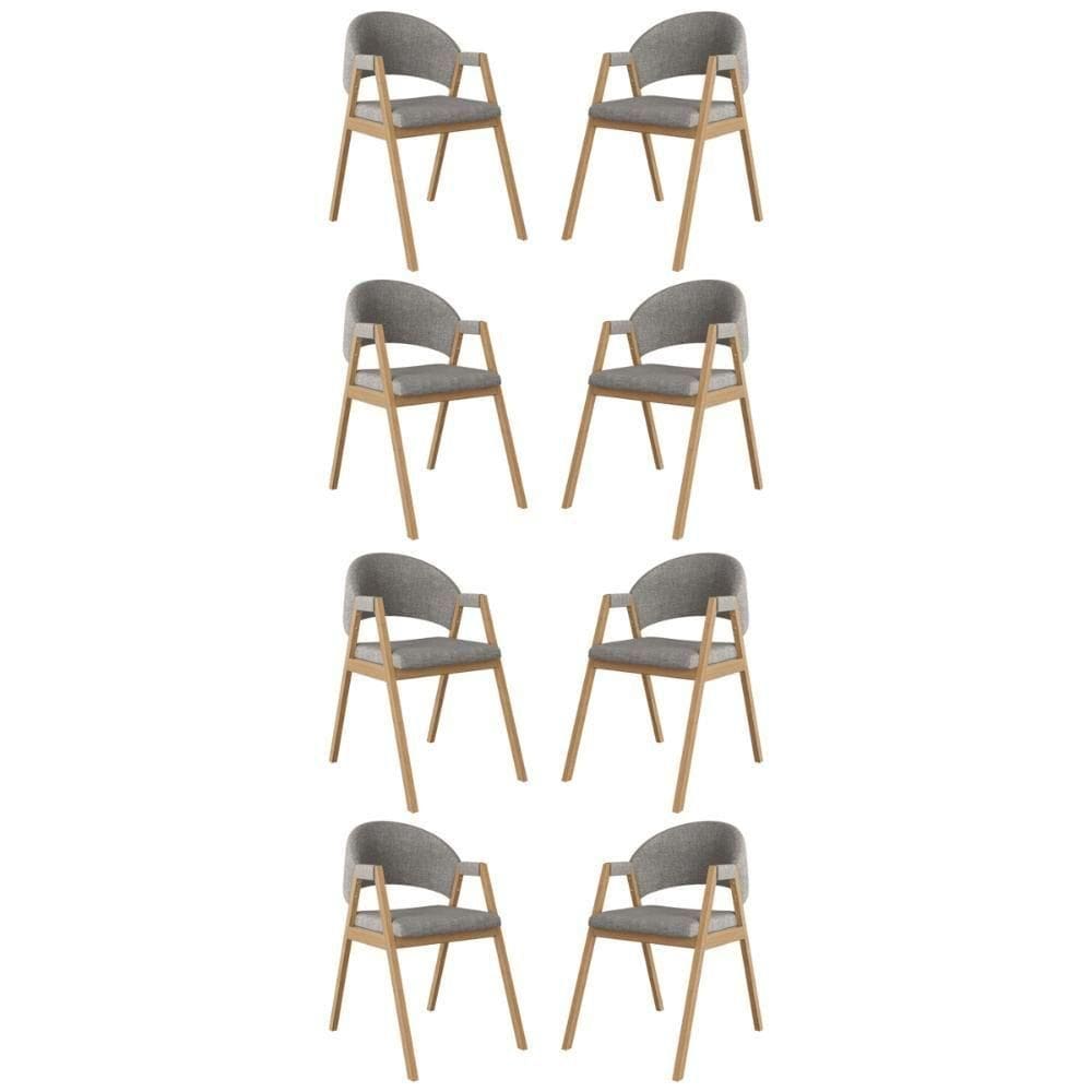 Kit 8 Cadeiras Suellen Luxo Reforçada Mesa De Jantar Linho Grafite