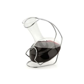 Decanter de Vinho 900ml com Suporte Cromado Decantador Forma