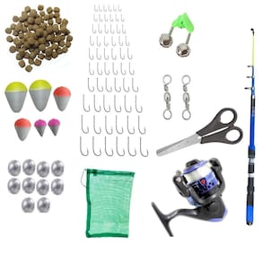 Kit de Pesca com Vara Telescópica e Molinete - 84 Itens