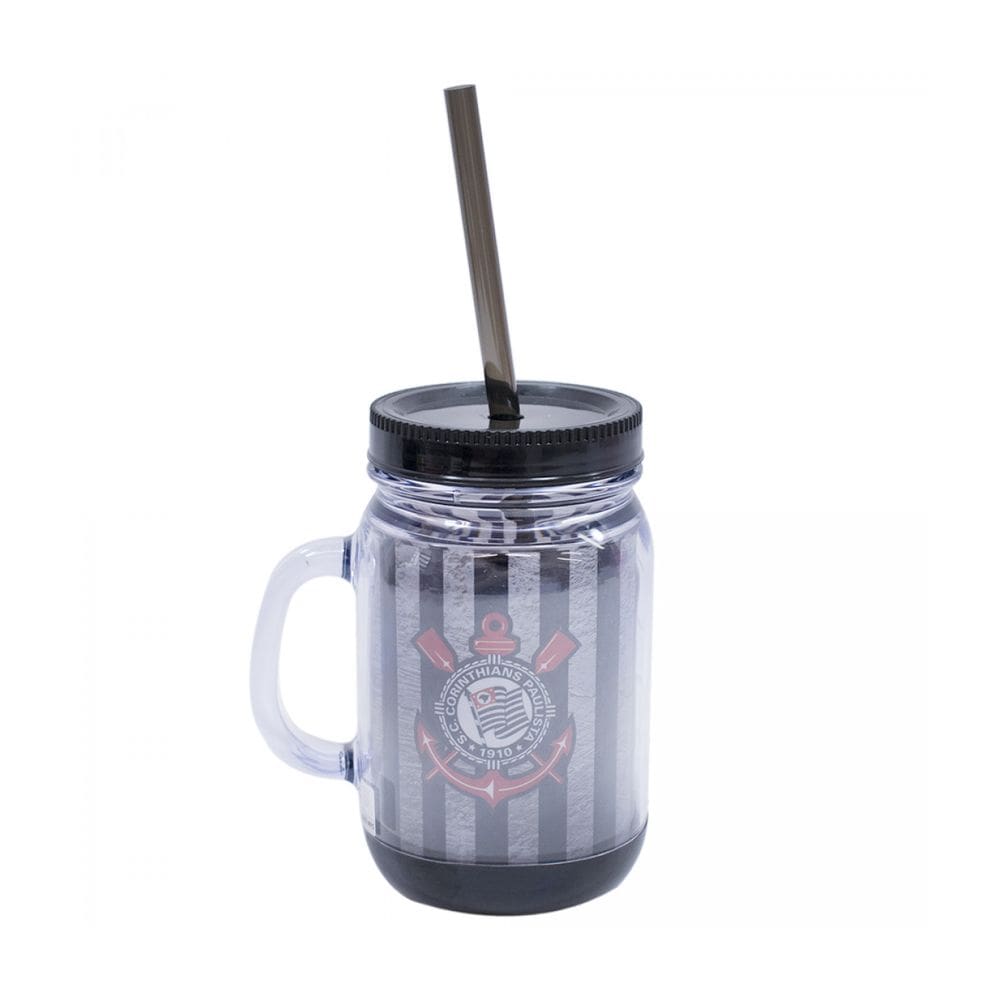 Caneca com Tampa e canudo 420ml - Corinthians