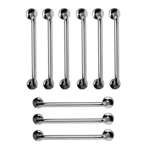 Barra de Apoio 60cm Aço Inox Kit 9 Unidades Segurança Acessibilidade Suporte Idoso Cadeirante Criança Gestante Anti Queda Banheiro Corrimao Escada