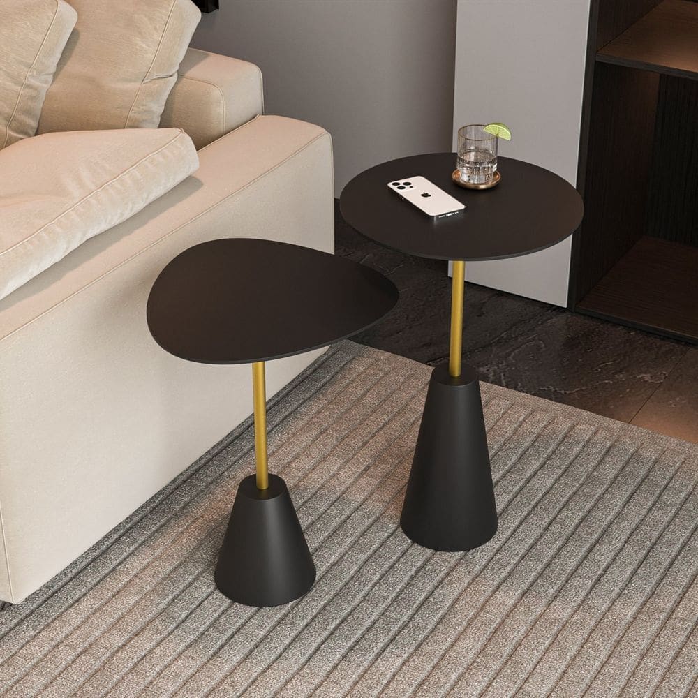 Conjunto Mesa de Canto Napoli Metal 65cm X 40cm X 40cm PRETO / DOURADO