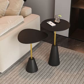 Conjunto Mesa de Canto Napoli Metal 65cm X 40cm X 40cm PRETO / DOURADO