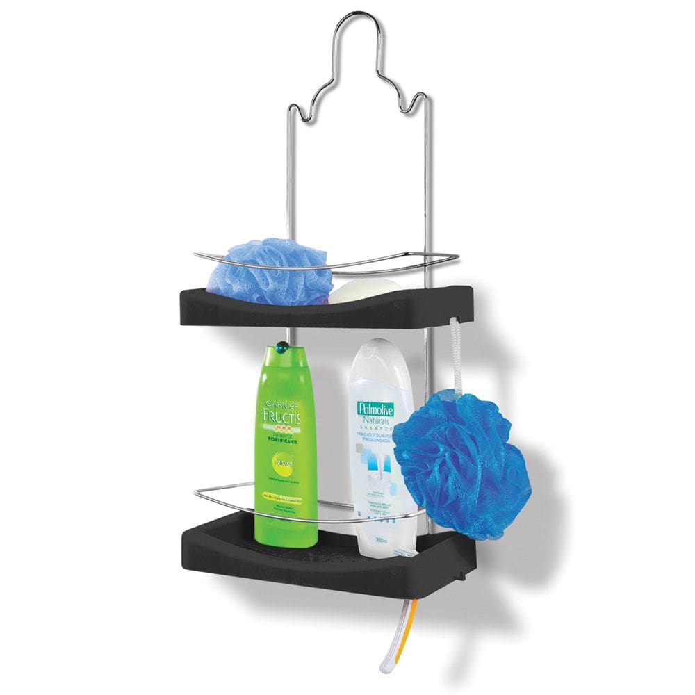 Porta Shampoo Duplo Cromo Colors Preto