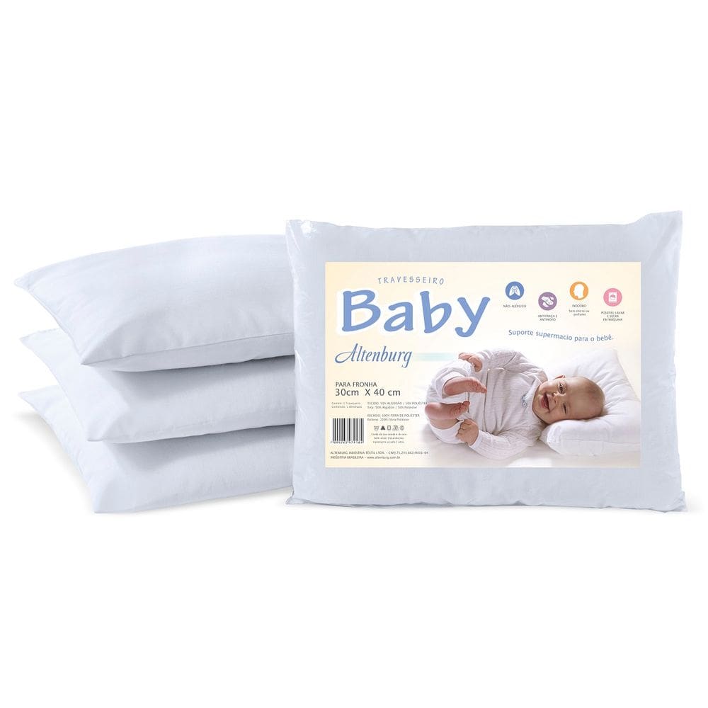 Travesseiro Altenburg Baby Antialérgico 30x40cm - Branco
