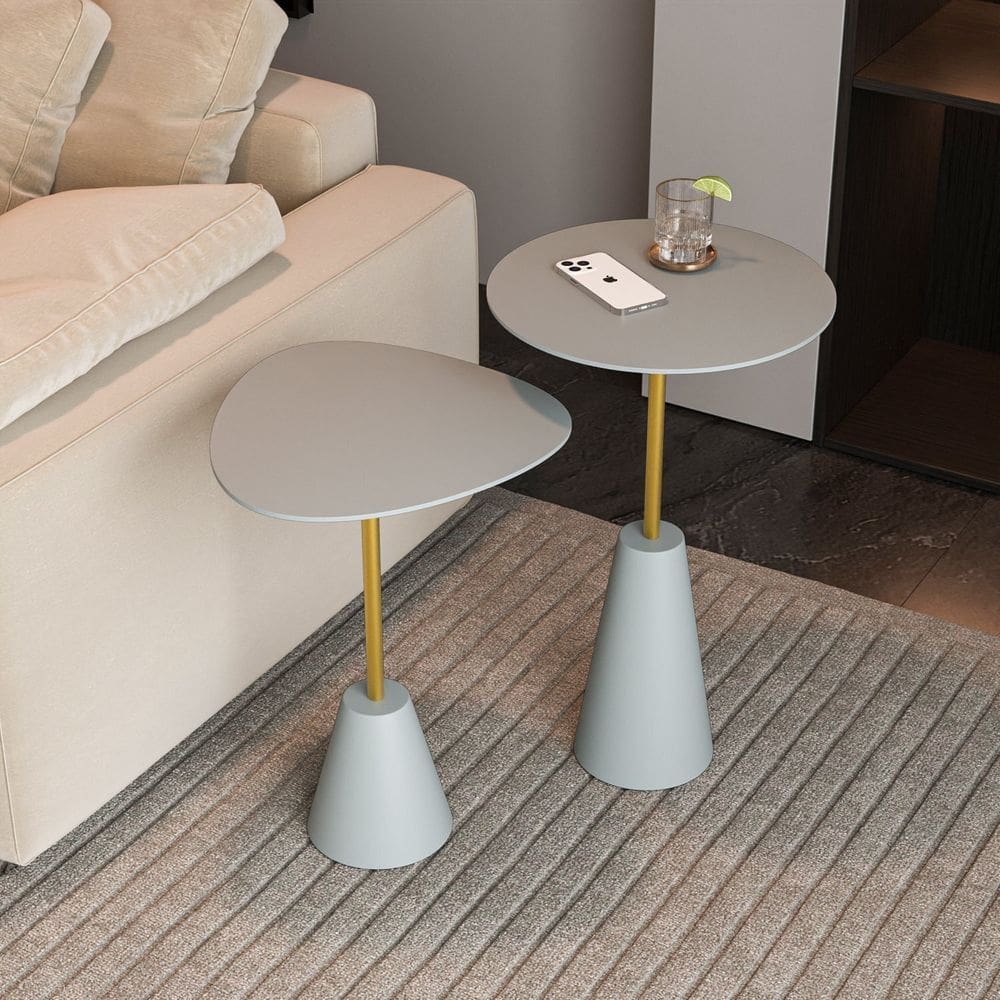 Conjunto Mesa de Canto Napoli Metal 65cm X 40cm X 40cm Cristal / Dourado