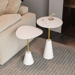 Conjunto Mesa de Canto Napoli Metal 65cm X 40cm X 40cm BRANCO / DOURADO