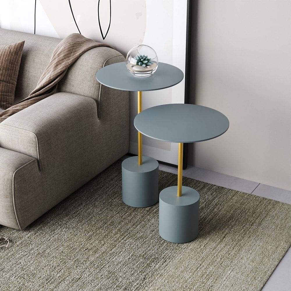 Conjunto Mesa de Canto Parma Metal 65cm X 40cm X 40 Cm Cristal / Dourado