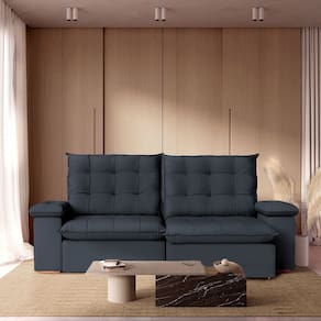 Sofá Retrátil Reclinável 250 Cm Luxor Veludo Cinza