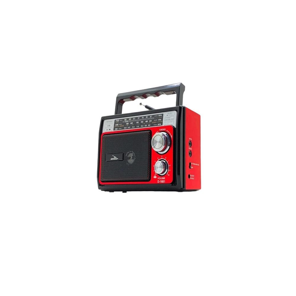 Rádio Am/Fm/Usb/Sd Recarregável D-1601 - Grasep Vermelho