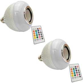 Kit C/2 Lâmpada Caixa De Som Bluetooth Rgb Com Controle Remoto Recarregável Musical