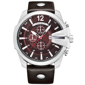 Relógio Curren Technos Brown 8176 Silver Brown Impermeável