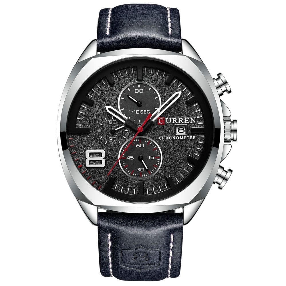 Relógio masculino Curren 8324 Technos, 47 mm, preto, resistente à água