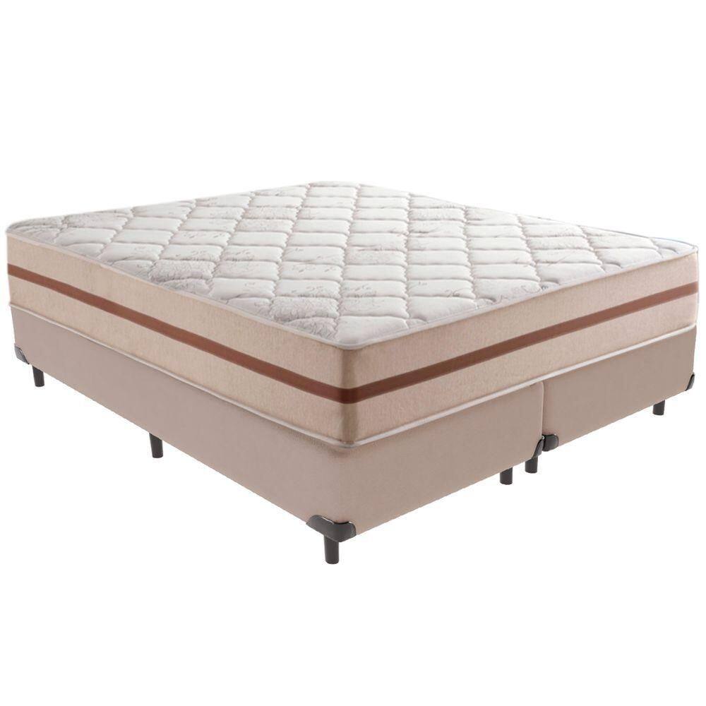 Cama Box Bege E Colchão Classic 26 Cm Molas Ensacadas Queen Anjos
