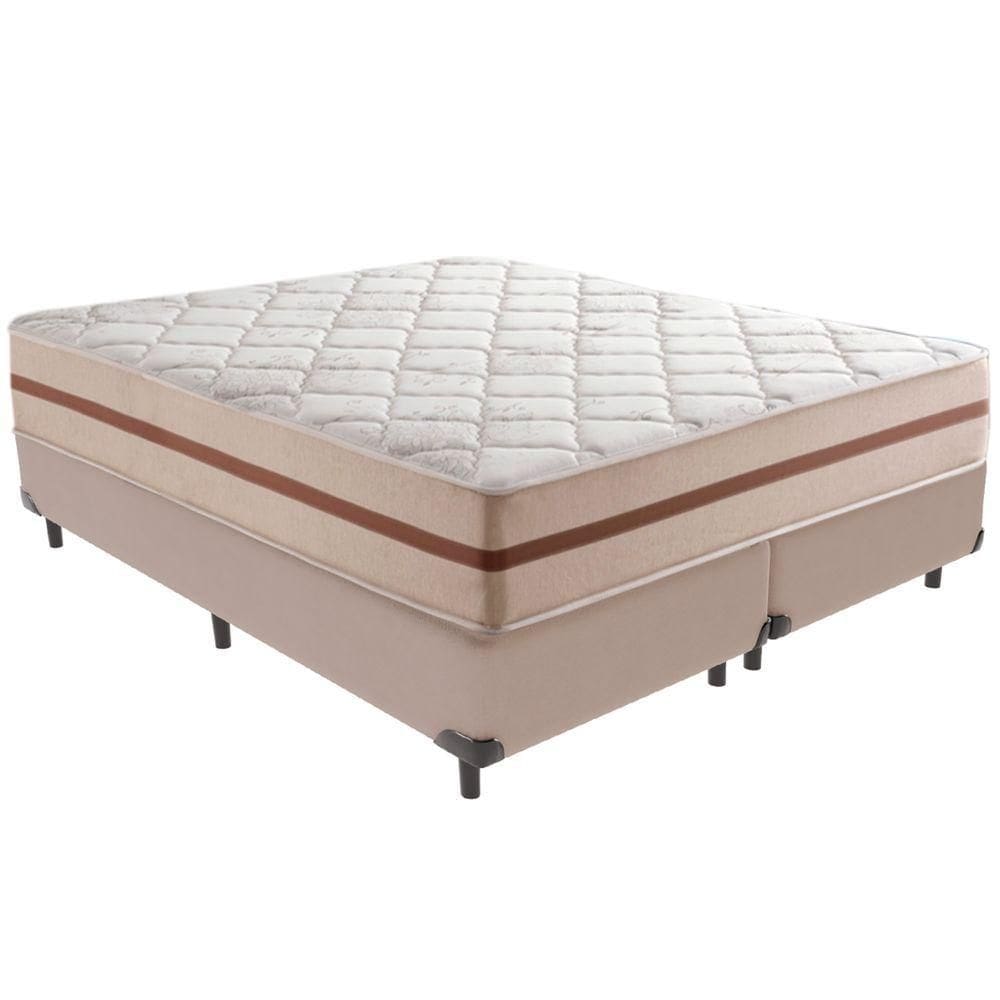 Cama Box Bege E Colchão Classic 22 Cm Molas Ensacadas Queen Anjos