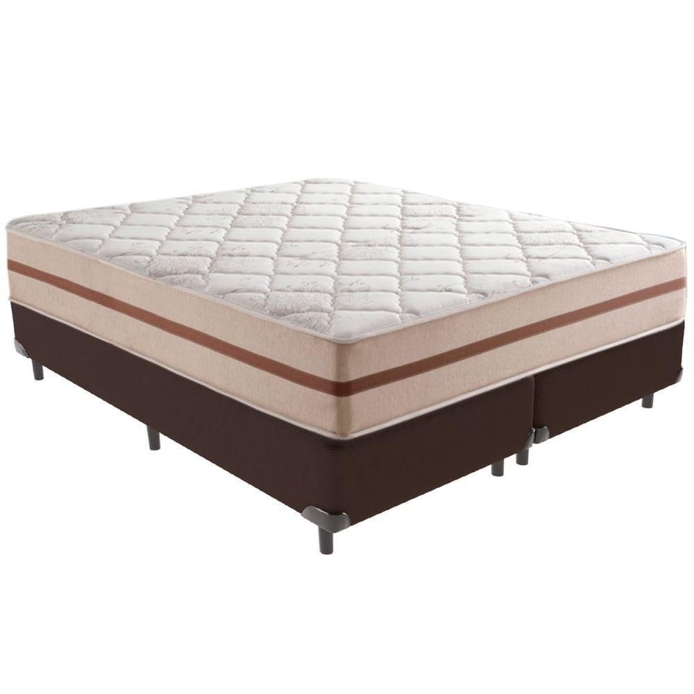 Cama Box Marrom E Colchão Classic 22 Cm Molas Ensacadas Queen Anjos