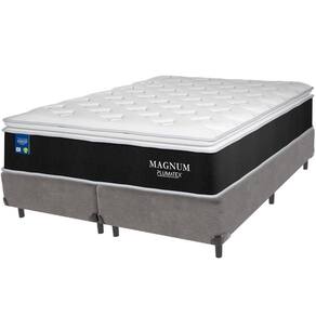 Cama Box Cinza E Colchão Magnum Molas Ensacadas Queen Plumatex