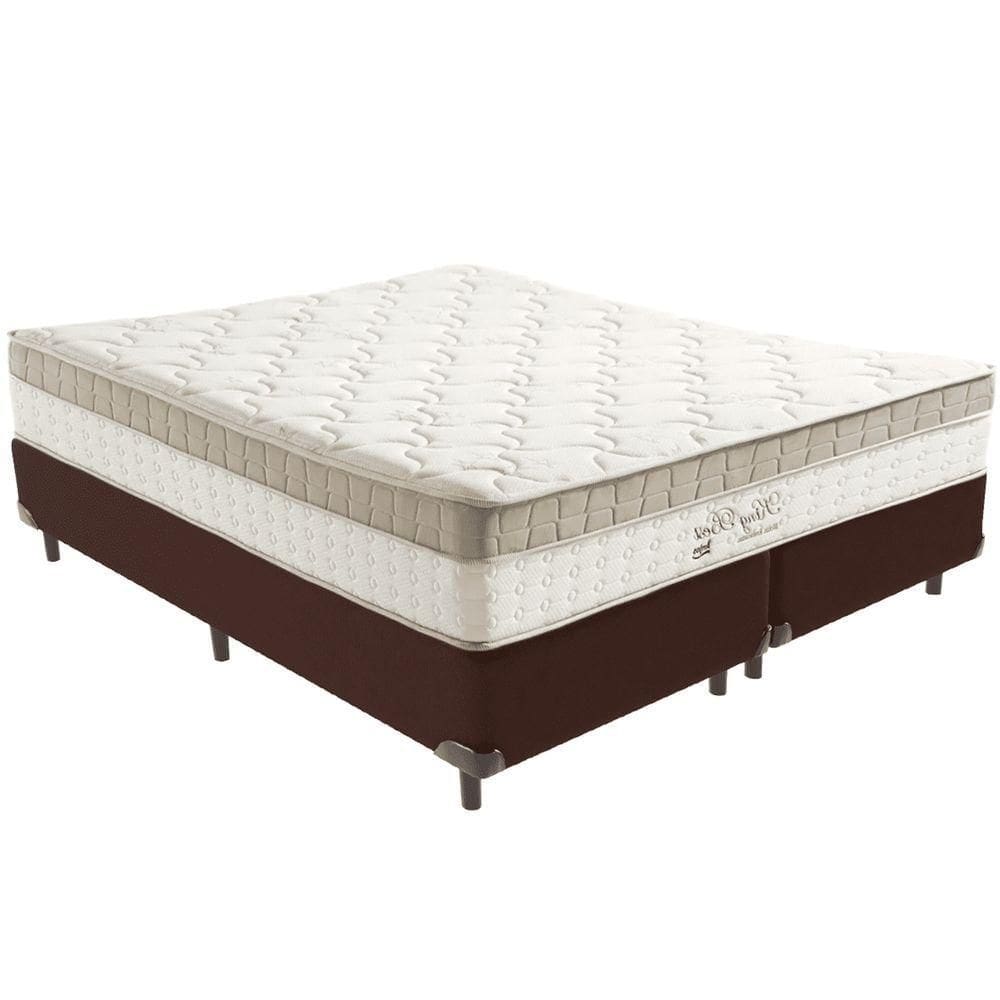 Cama Box Marrom E Colchão King Best Molas Ensacadas Queen 158x198x33 Anjos