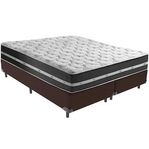 Cama Box Marrom E Colchão Classic Preto Molas Ensacadas Queen Anjos