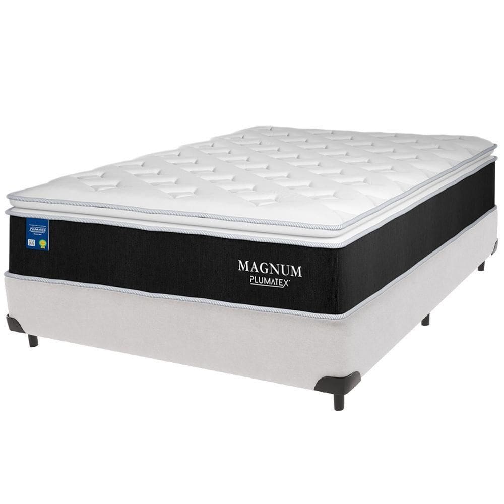 Cama Box Branco E Colchão Magnum Molas Ensacadas Casal Plumatex