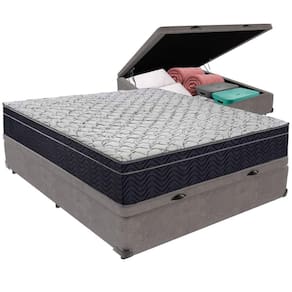 Cama Box Baú E Colchão Airtech 150 Espuma D45 Casal Ortobom Casal Cinza