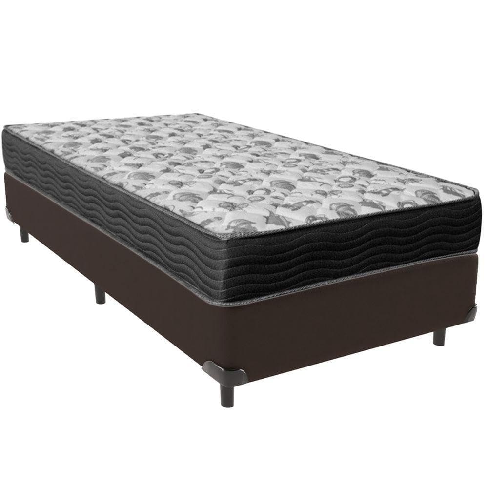 Cama Box Marrom E Colchão Iso100 Espuma D33 Solteiro Ortobom
