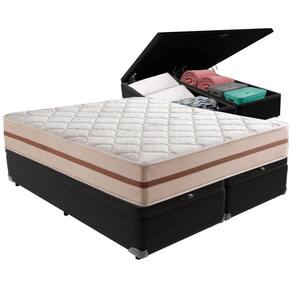 Cama Box Baú Preto E Colchão Classic 26 Cm Molas Ensacadas King Anjos