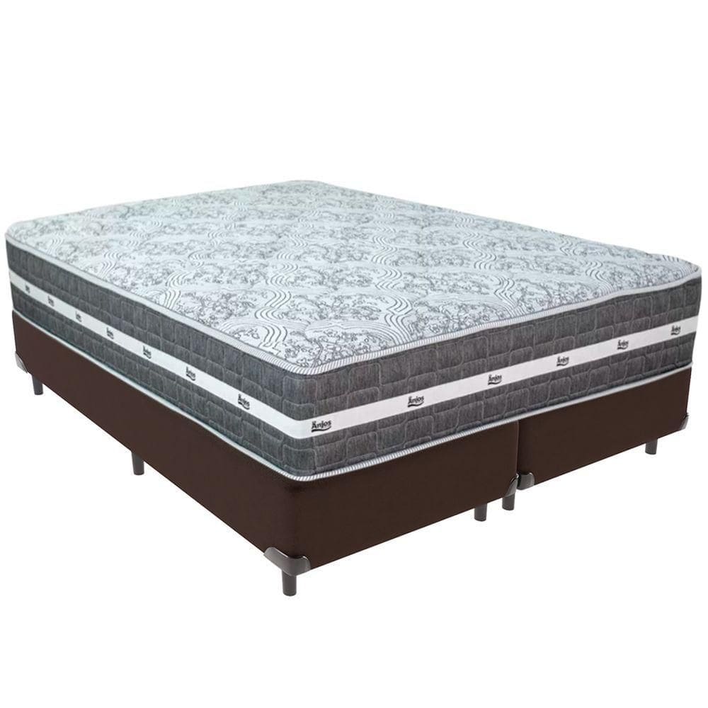 Cama Box Marrom E Colchão Black Graphite Molas Ensacadas Queen 158x198x27 Anjos